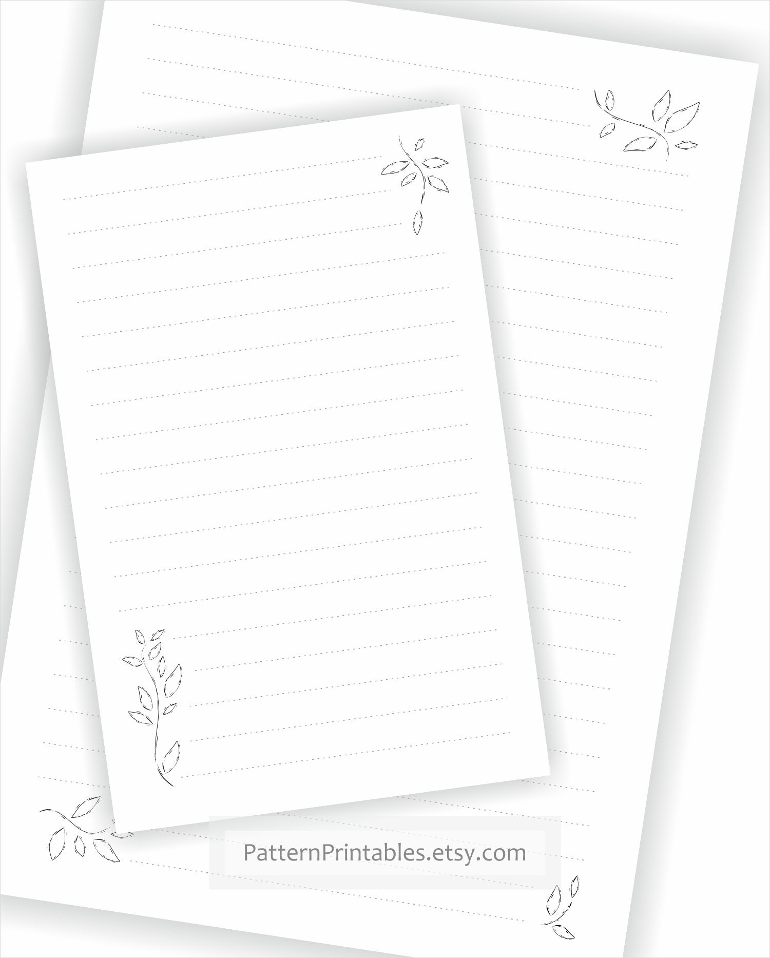 Printable lined writing paper. Black and white design with | Etsy