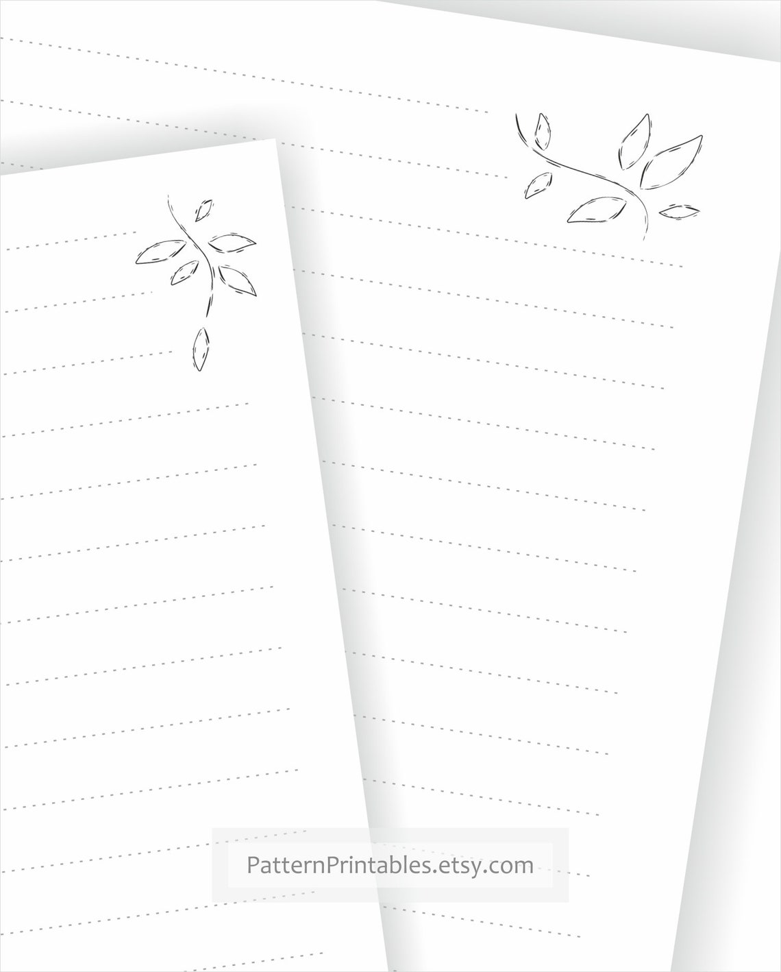 Printable lined writing paper. Black and white design with | Etsy
