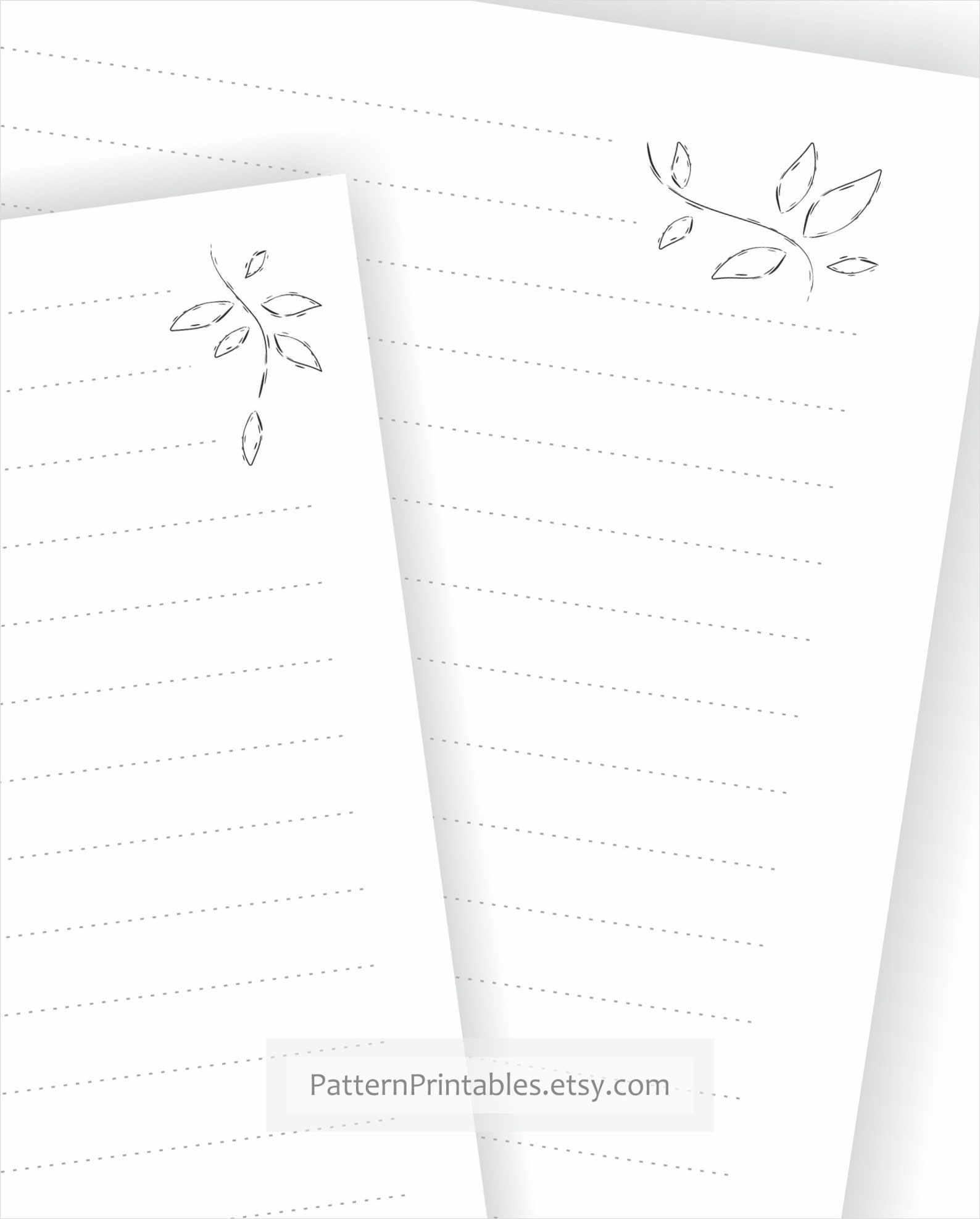 Printable lined writing paper. Black and white design with | Etsy