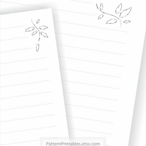 Printable lined writing paper. Black and white design with | Etsy