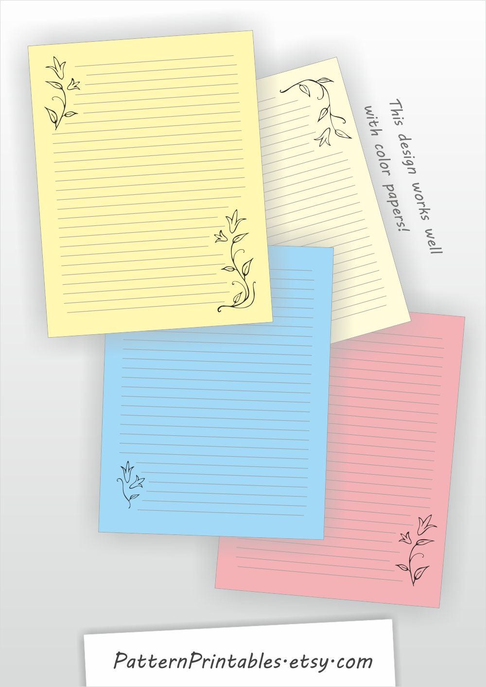 printable letter writing paper us letter size lined etsy