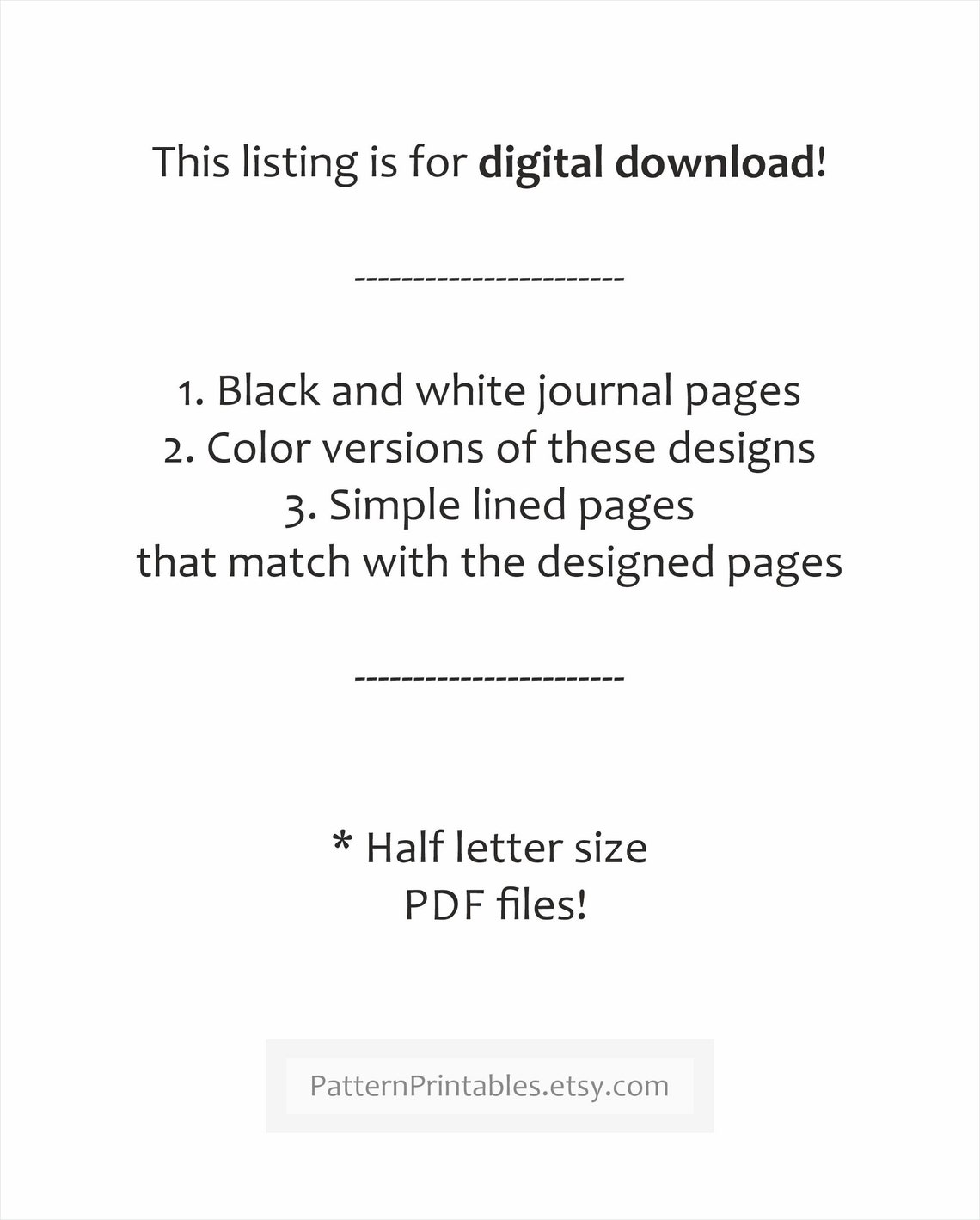 Printable journal pages. Half letter size writing papers. Pack Etsy