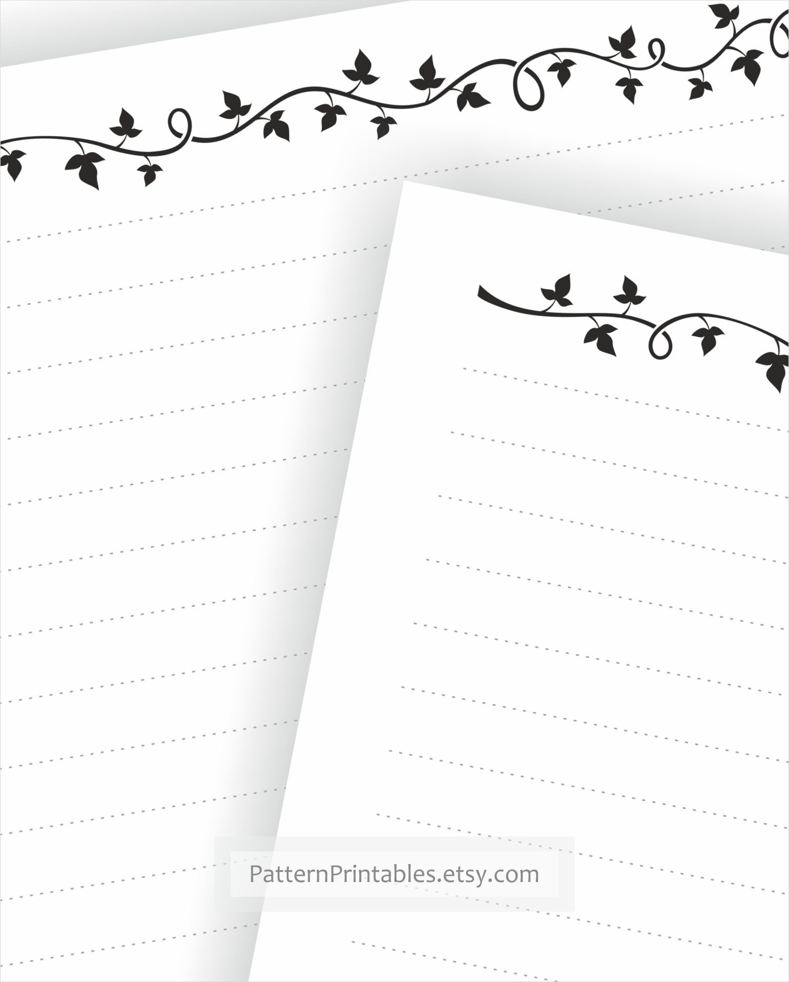 Printable lined letter writing paper. Simple black and white Etsy