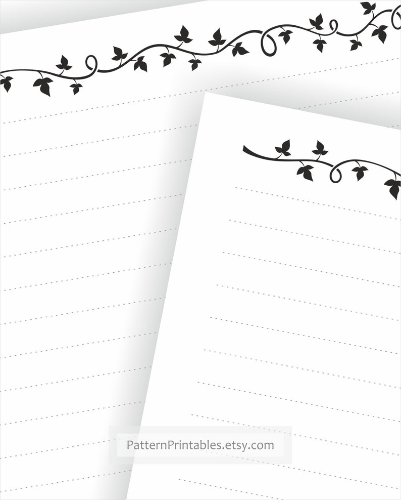 printable lined letter writing paper simple black and white etsy