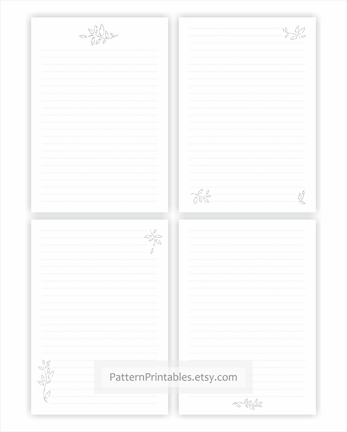 Printable lined writing paper. Black and white design with | Etsy