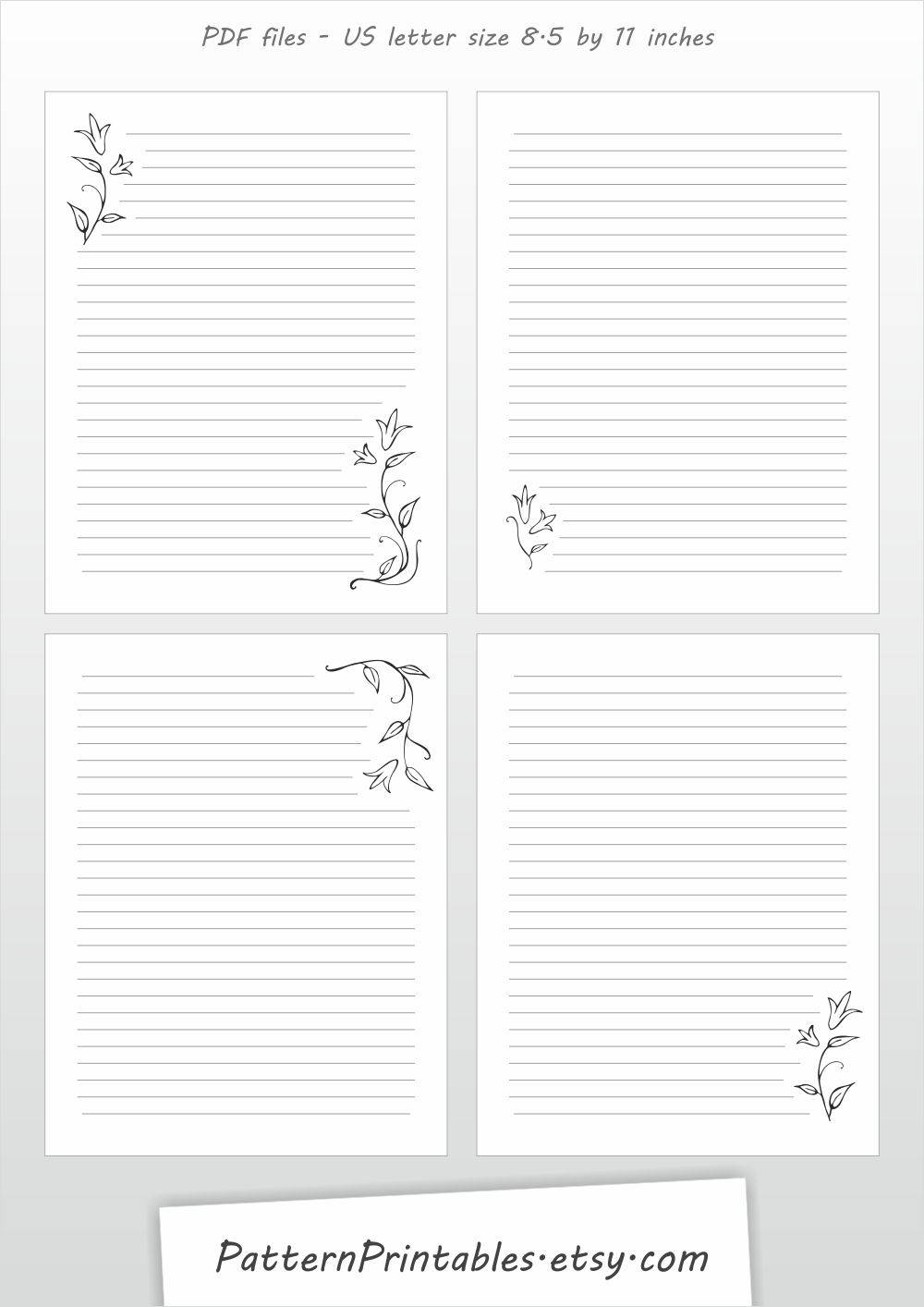 printable letter writing paper us letter size lined etsy