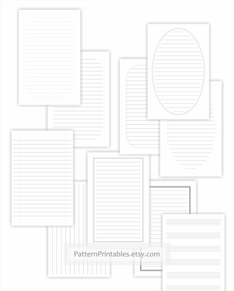 Basic lined and squared half letter size printable pages. | Etsy