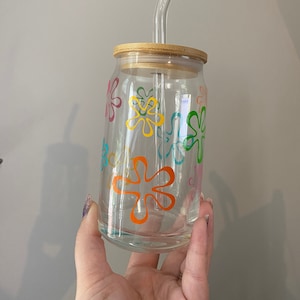 16oz/20oz GLASS or PLASTIC Bikini Bottom Flowers Cup | Spongebob Squarepants | Spongebob Squarepants Tumbler | Iced Coffee Cup