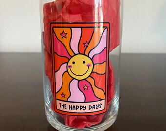 16oz THE HAPPY DAYS retro tarot vibe Beer Can Glass / Iced Coffee Cup Tumbler