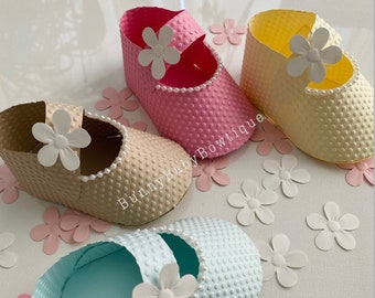 Embossed Cardstock Baby Shoe Favors: Quantity of 10 Single Shoes