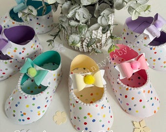 Confetti Cardstock Baby Shoes: Party Favors, Table Decor - Quantity of 10 single shoes