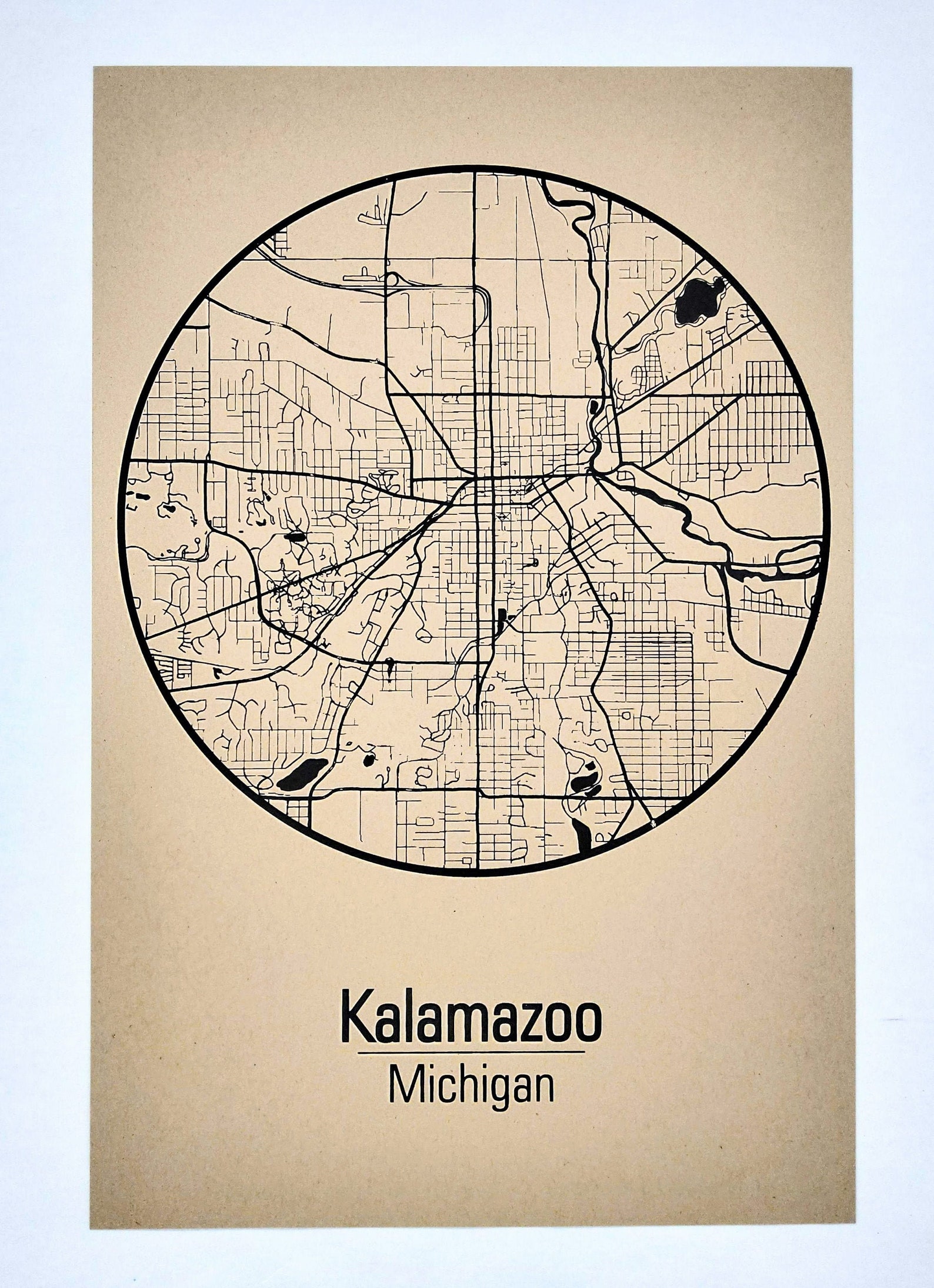 Kalamazoo Map Screen Print Poster Etsy