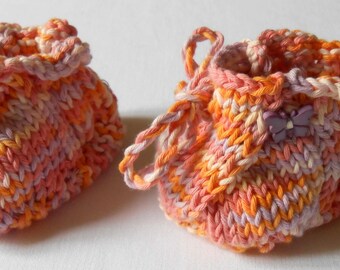 Baby shoes 3-6 months cotton hand knitted soft colors - Baby shoes 3-6 months cotton hand knitted soft colors