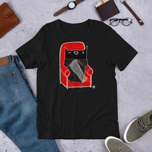 STRAIGHT CUT T-SHIRT Knitting Monster Cat Knitter Birthday Gifts Crafts Folk Art Cottagecore Gothic Goth Cute Quirky Whimsical Spring Gifts