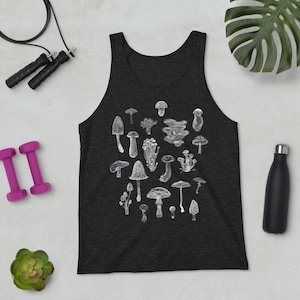 TANK TOP Mushroom Festival Wear Yoga Tank Goblincore Cottagecore Dark Academia Nature Botanical Quirky Birthday Gifts Forest Mycology Fungi