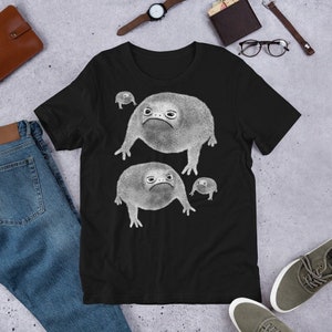 STRAIGHT CUT T-SHIRT Weird Frog Goblincore Cottagecore Birthday Gifts Funny Shirts Quirky Whimsical Gift Grumpy Frown Cape Rain Frog Weird