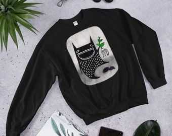 SWEATSHIRT Garden Monster Sweater Plant Flower Folk Art Print Birthday Housewarming Gifts Whimsical Cute Funny Shirts Gardening Jumper Gift