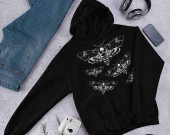 CLASSIC HOODIE Death Head Moth Cottagecore Goblincore Dark Academia Sweatshirt Pullover Housewarming Geschenke Geburtstag Gothic Emo Punk Pullover