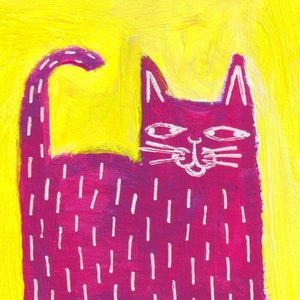 13x18 cm Kunstdruck Katze Volkskunst Malerei Einweihung Miniatur Sammelkarte Sammelkarte Illustration skurrile lustige Geburtstagsgeschenke