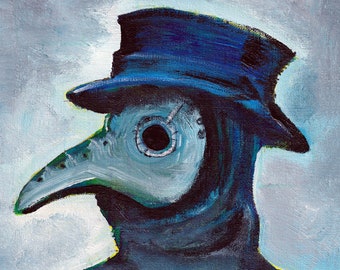 8x10" ART PRINT Plague Doctor Mask Original Horror Trading Card Strange Creepy Weird Stuff Monster Surgical Steampunk Wall Folk Art Decor