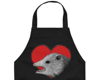 PREMIUM POCKET APRON  'Possum Love Screaming Opossum Goblincore Dark Academia Folk Art Goth Punk Birthday Weird Emo Gothic Bartender