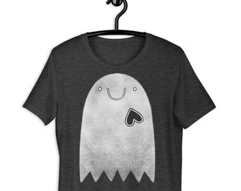 STRAIGHT CUT T-SHIRT Ghost Folk Art Print Weird Birthday Gifts Spooky Gothic Creepy Cute Ghosts Goth Punk Emo Paranormal Occult Witchy Shirt