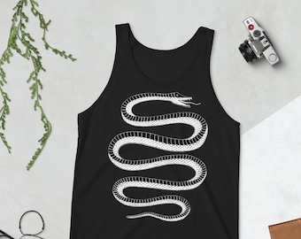 TANK TOP Snake Unisex Folk Art Print Birthday Housewarming Gifts Creepy Shirts Horror Reptile Print Cool Sleeveless Shirt