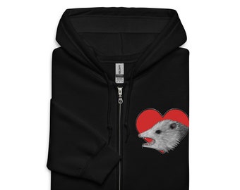 CLASSIC ZIPPER HOODIE 'Possum Love Goblincore Dark Academia Weird Screaming Opossum Dark Academia Goth Punk Birthday Gift Funny Gothic Emo