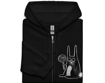 KLASSIEKE RITS HOODIE Weird Rabbit Sweater Kawaii Bunny Volkskunst Lolly Sweatshirt Verjaardagscadeaus Griezelig Leuke Grappige Trui Goth Punk Emo
