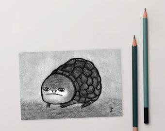 4x6 ART PRINT POSTCARD Weird Turtle Folk Art Goblincore Whimsical Weird Stuff Cute Housewarming Birthday Gifts Quirky Gothic Punk Emo