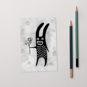 10x15cm KUNSTDRUCK POSTKARTE Monster Volkskunst Party Monster Goth Geburtstag Geschenk Skurril niedlich Schräg Einweihungsparty Gothic Emo