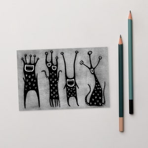 4x6 IMPRESSÃO DE ARTE CARTÃO POSTAL Monstro Arte Folclórica Monstros Gótico Arte de Parede Engraçado Presente de Aniversário Caprichoso Bonito Estranho Peculiar Kaiju Inauguração de Casa Gótico