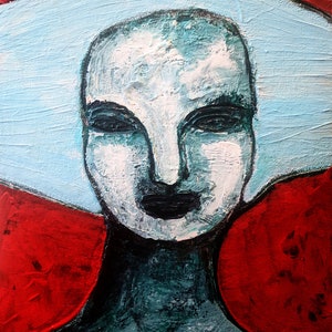 8x10&quot; ART PRINT Portrait Folk Art Painting Abstract Outsider Artwork Home Decor Housewarming Gifts Made in Canada Acrylic Quirky Whimsical