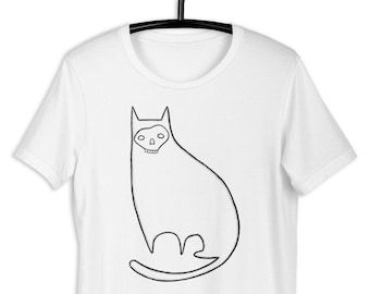 STRAIGHT CUT T-SHIRT Cat Art Print Gothic Skull Mask Dark Academia Goth Birthday Gifts Whimsical Creepy Weird Stuff Horror Emo Spooky Cats
