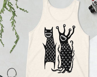 TANK TOP Monster Folk Art Gothic Birthday Housewarming Gifts Funny Shirts Cute Goth Weird Stuff Funny Gift Whimsical Quirky Emo Creepy Cute