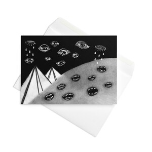 CARTE DE VUX Nuit étrange Art cadeaux Dessin abstrait lunatique Bizarre absurde Folk Emo Bizarre Absurdiste Surréaliste Surréalisme Bizarre