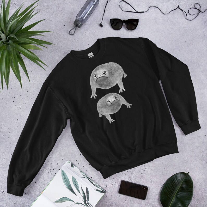 SWEATSHIRT Weird Frog Goblincore Christmas Cottagecore Birthday Gifts Jumper Funny Toad Sweater Quirky Whimsical Cute Grumpy Frown Rain Frog