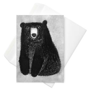 GREETING CARD Black Bear Folk Art Quirky Cottage Housewarming Cottagecore Gift Whimsical Forest Teddy Grizzly Bear Nature Birthday Gift