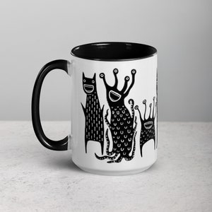 15oz COFFEE MUG Monster Folk Art Housewarming Birthday Gift Funny Gift Creepy Weird Stuff Quirky Tea Ceramic Best Friend Gothic Spring Gifts