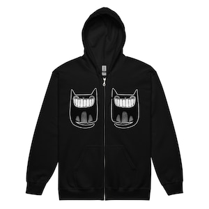 CLASSIC ZIPPER HOODIE Happy Black Cat Lover Gifts Cute Kitty Sweater Cats Jumper Folk Art Sweatshirt Goth Birthday Kawaii Cats Gothic