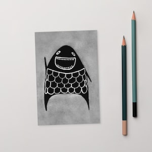 4x6 CARTÃO POSTAL DE IMPRESSÃO DE ARTE Monstro Kawaii Arte Folclórica Estranho Presente de amigo por correspondência Caprichoso Cartões de inauguração de casa Assustador Bonito Gótico Presentes de aniversário Gótico