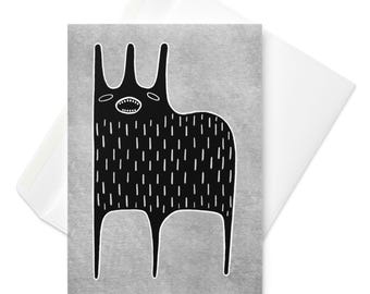 GREETING CARD Monster Alien Folk Art Print Quirky Whimsical Cute Creepy Birthday Gifts Weirdcore Cryptid Housewarming Gothic Spring Gifts