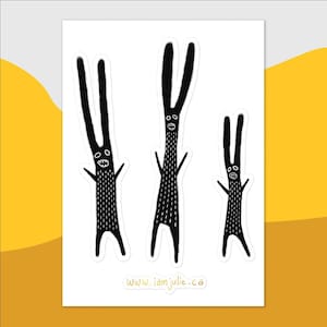 VINYL STICKERBLAD Konijn Monster Volkskunst Collectible Illustratie Verjaardagscadeaus Weird Stuff Housewarming Scrapbooking Grappige griezelige kunst