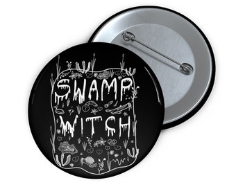 PINBACK BUTTON Swamp Witch Buttons Goblincore Gothic Folk Art Pin Dark Academia Witchy Birthday Gift Weirdcore Goth Punk Emo