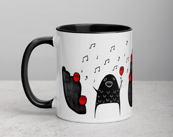 11oz COFFEE MUG Rose Orchestra Opera Monster Singing Rose Folk Art Music Quirky Whimsical Housewarming Gifts Funny Birthday Musician Singer