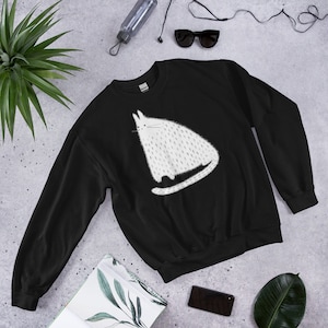 KLASSIEK SWEATSHIRT pluizige witte kattentrui volkskunst trui verjaardag eigenzinnige grillige mollige dieren leuke grappige kat persoon cadeau Chonky Kitty