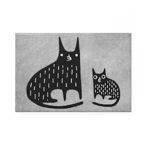 IMÁN DE METAL PARA NEVERA Impresión de arte popular de gato negro y gatito Regalo de cumpleaños extraño Artículos de cocina para inauguración de la casa Regalos extravagantes, caprichosos y divertidos