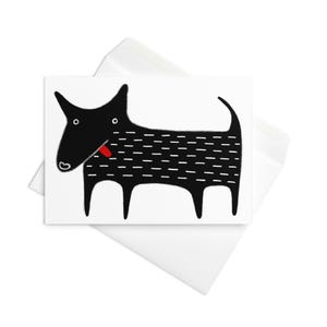 Carte vierge art populaire chien noir Illustration fantaisiste Trucs étranges Cadeau d'anniversaire mignon pendaison de crémaillère Cartes chiot de laboratoire noir original