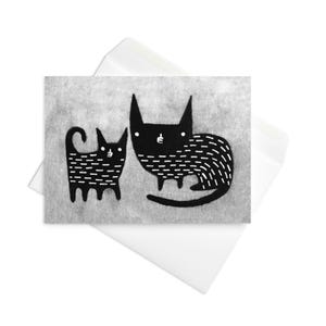GREETING CARD Black Cat Kitty Kawaii Quirky Whimsical Invitations Weird Cute Goth Housewarming Gothic Funny Birthday Card Cat Lover Gifts
