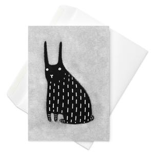 TARJETA DE FELICITACIÓN Conejo negro Kawaii Conejito Gótico Peculiar Lindo Caprichoso Ilustración Inauguración de la casa Amante de los conejos Regalo de cumpleaños Tarjetas de animales